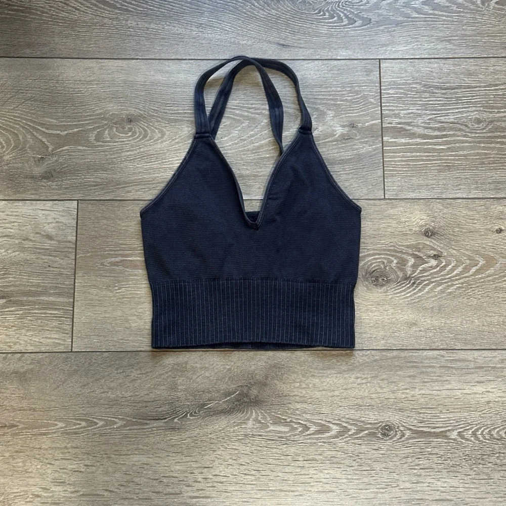 •Sold•  FP Movement Good Karma V Neck Crop Top in Washed Black - Picture 3 of 7
